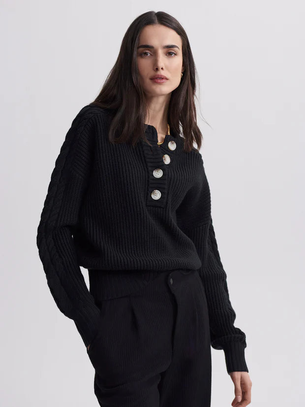 VERA BUTTON KNIT BLACK