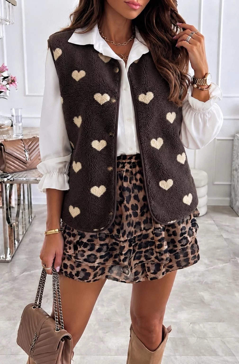 ALBERTINE HEART BODY WARMER BROWN