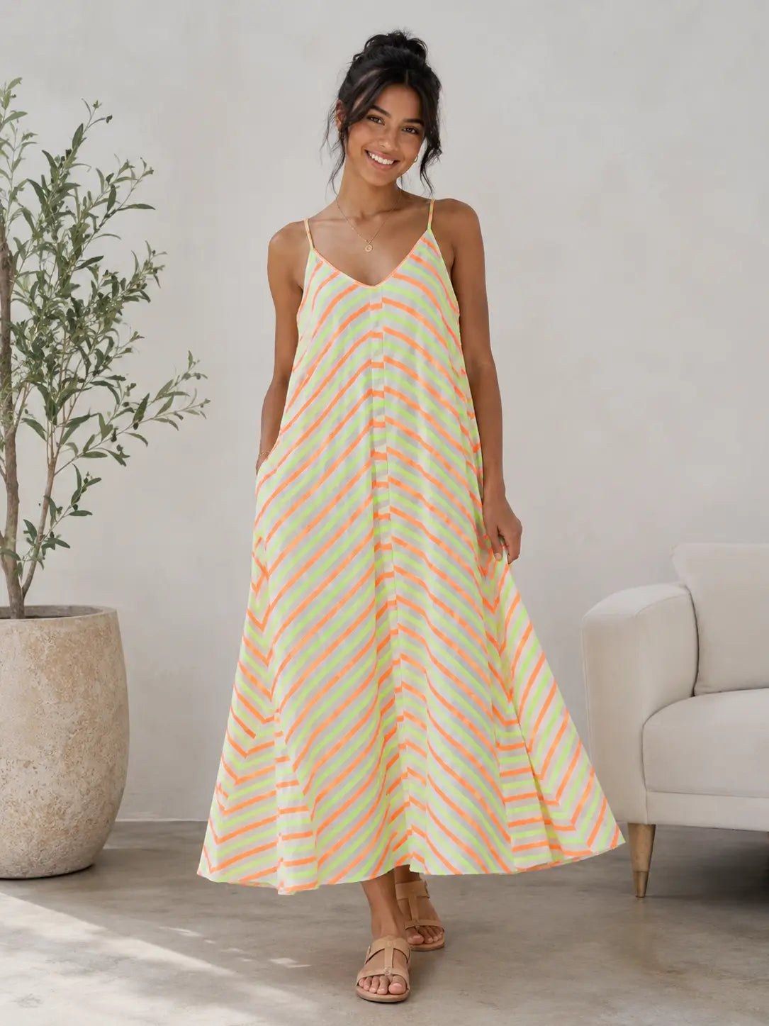NEON STRIPE MAXI DRESS