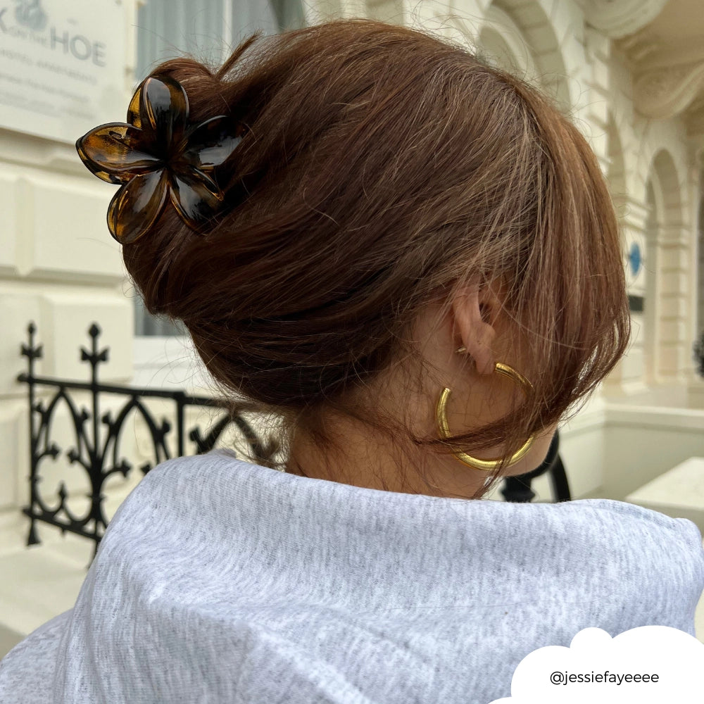 HAIR CLAW TROPICAL FLOWER TORTOISE SHELL