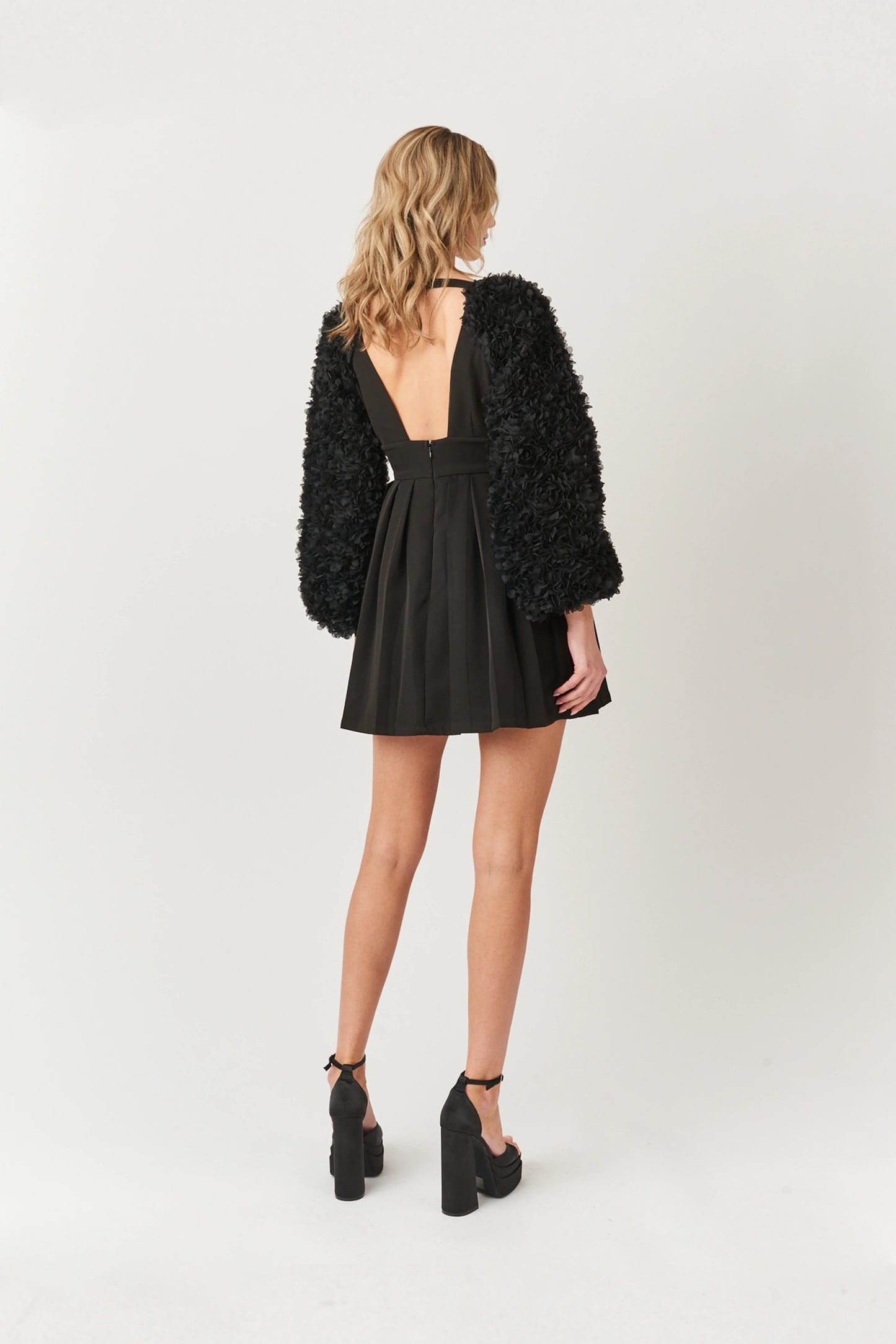 BROOKLYN BLACK PUFF SLEEVE MINI DRESS