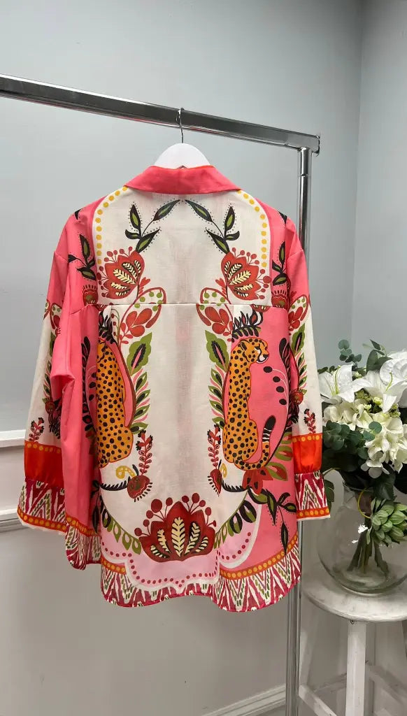 CHEETAH SHIRT PINK RED