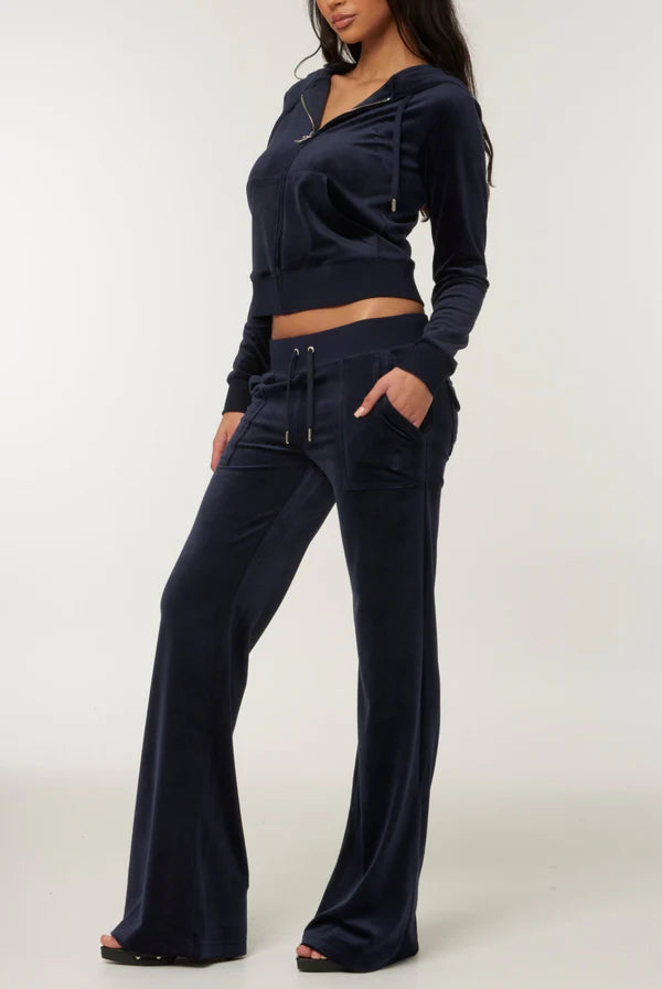 VELOUR ROBERTSON HOODIE NIGHT SKY BLUE