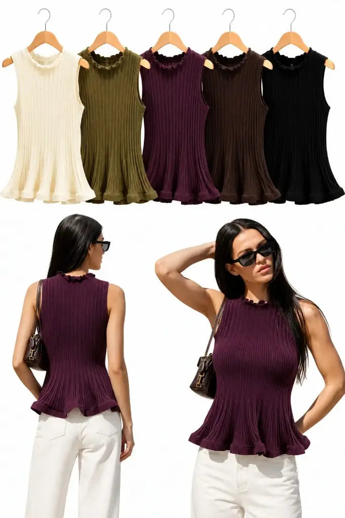 FREYA FLARE TOP BROWN