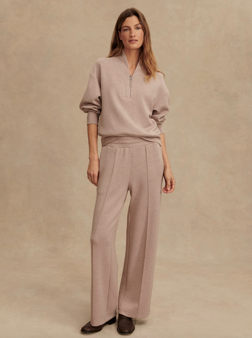 DAVIDSON DOUBLESOFT 1/2 ZIP TAUPE MARL