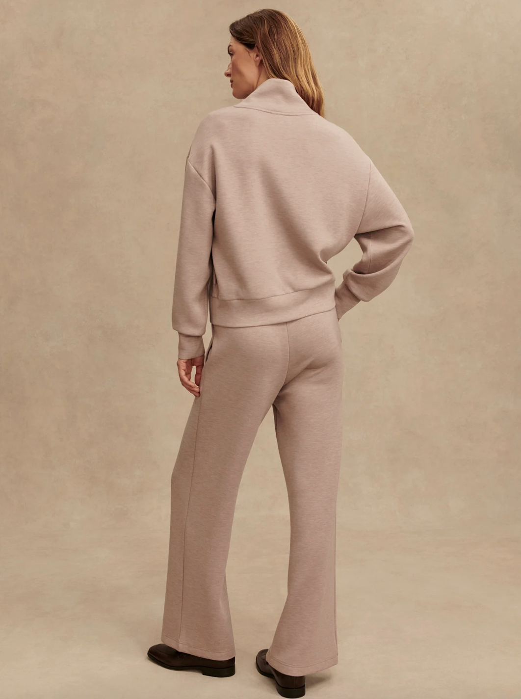 DAVIDSON DOUBLESOFT 1/2 ZIP TAUPE MARL