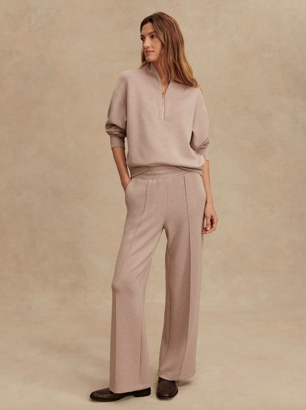 THE WIDE LEG PANT 28" TAUPE MARL