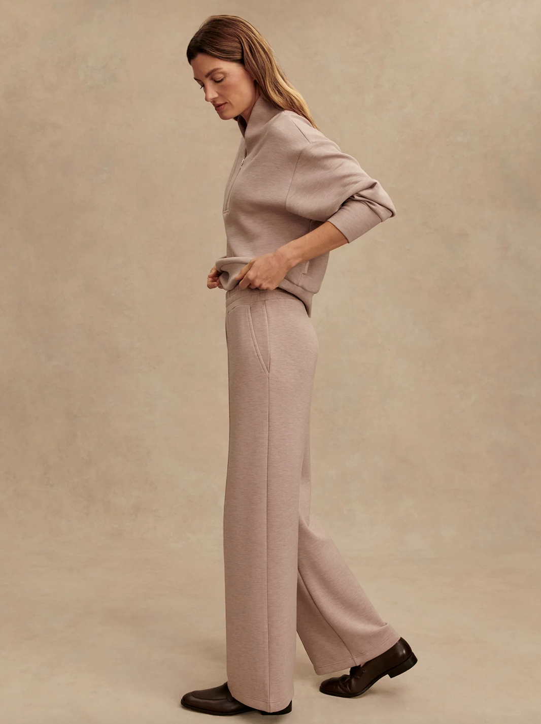 THE WIDE LEG PANT 28" TAUPE MARL