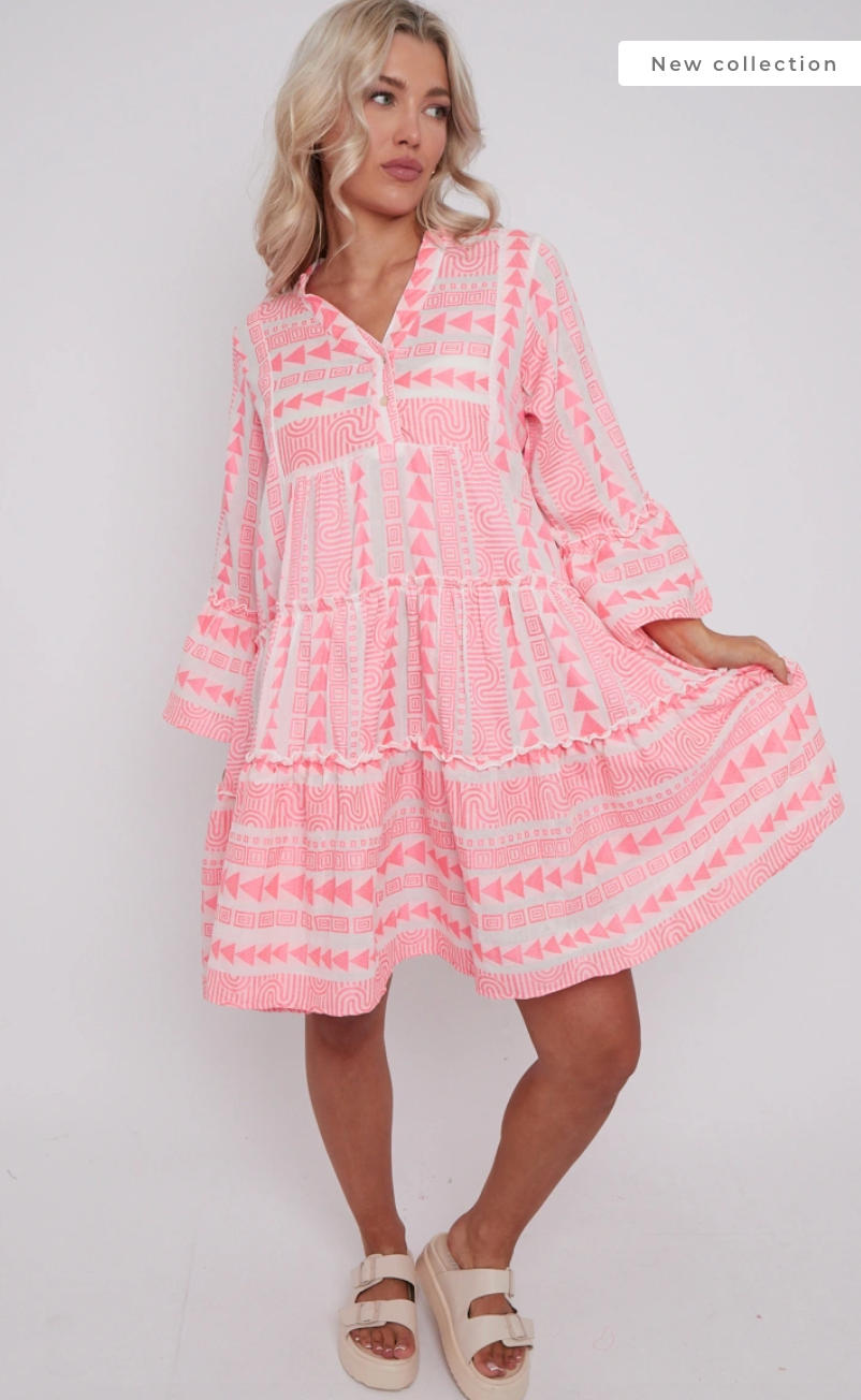 AZTEC DRESS PINK