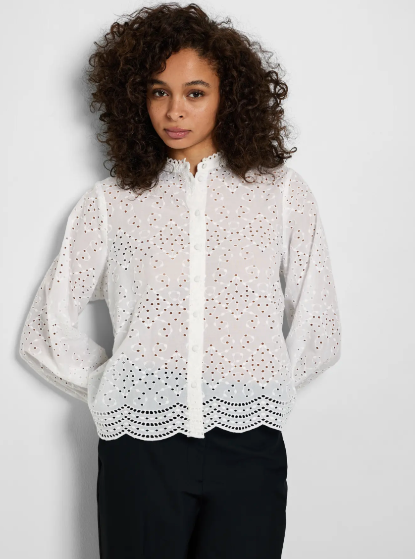 TATIANA L/S EMBR SHIRT WHITE