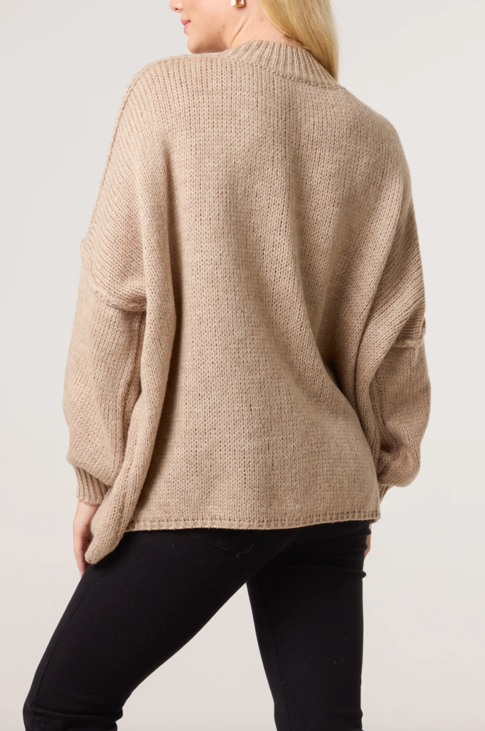 KATIE SILVER BUTTON CARDIGAN SAND