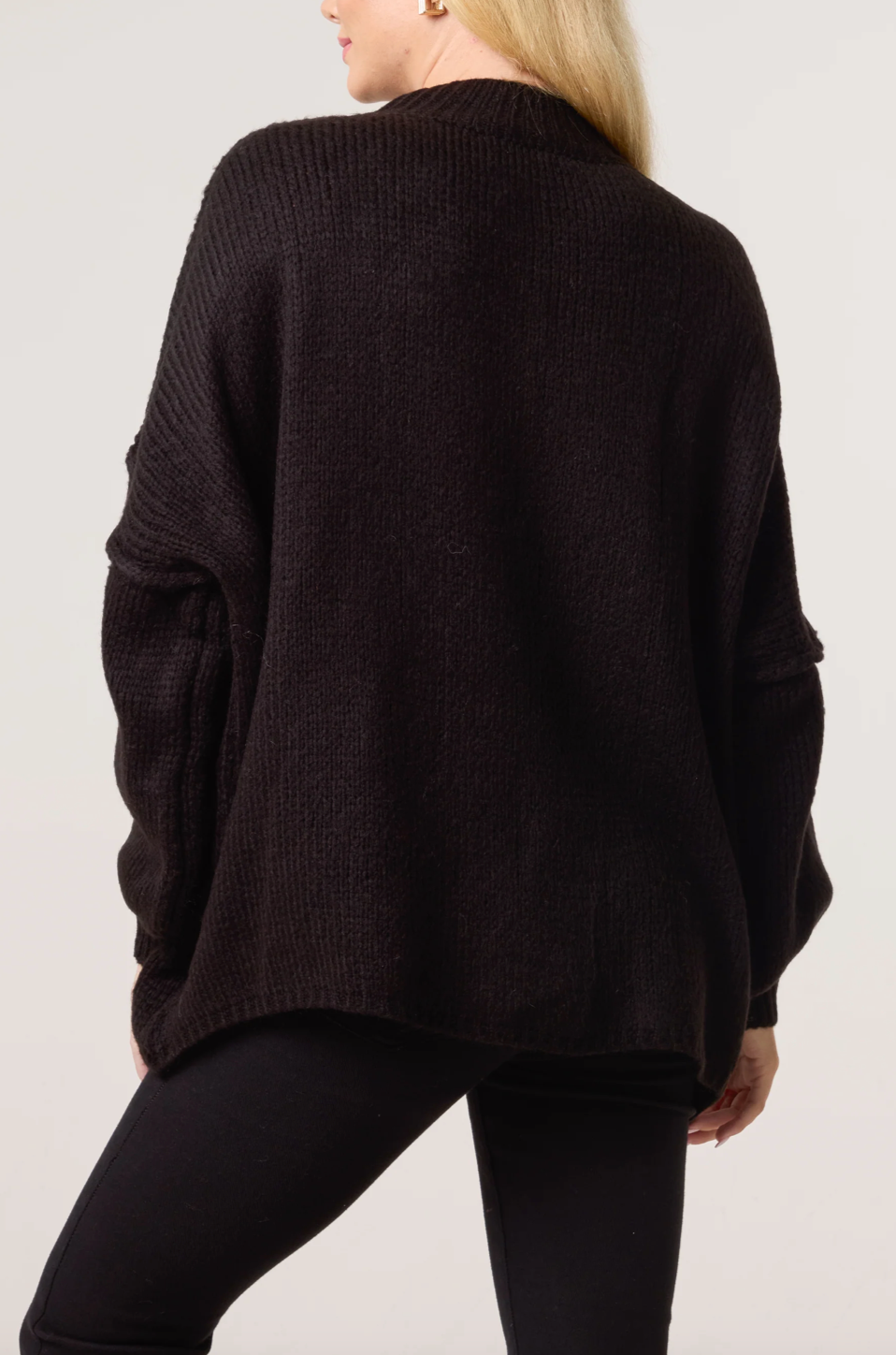 KATIE SILVER BUTTON CARDIGAN BLACK