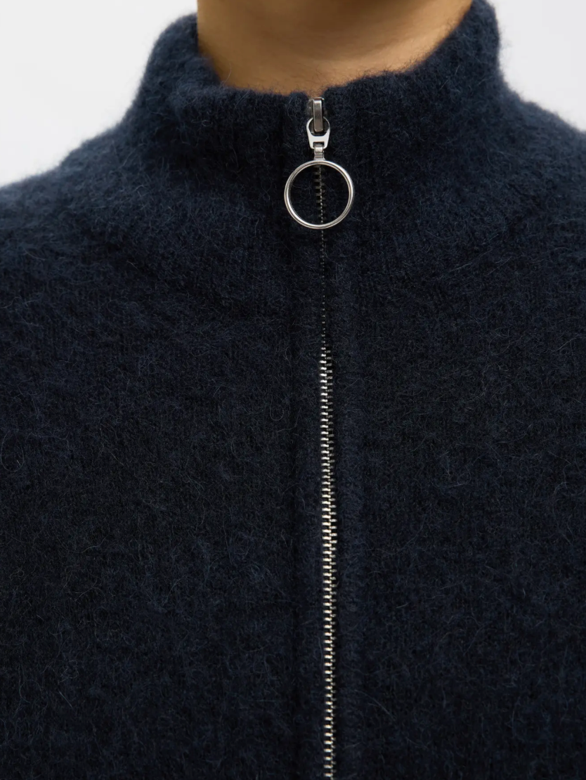 SIA ALPACA ZIP CARDIGAN DARK SAPPHIRE