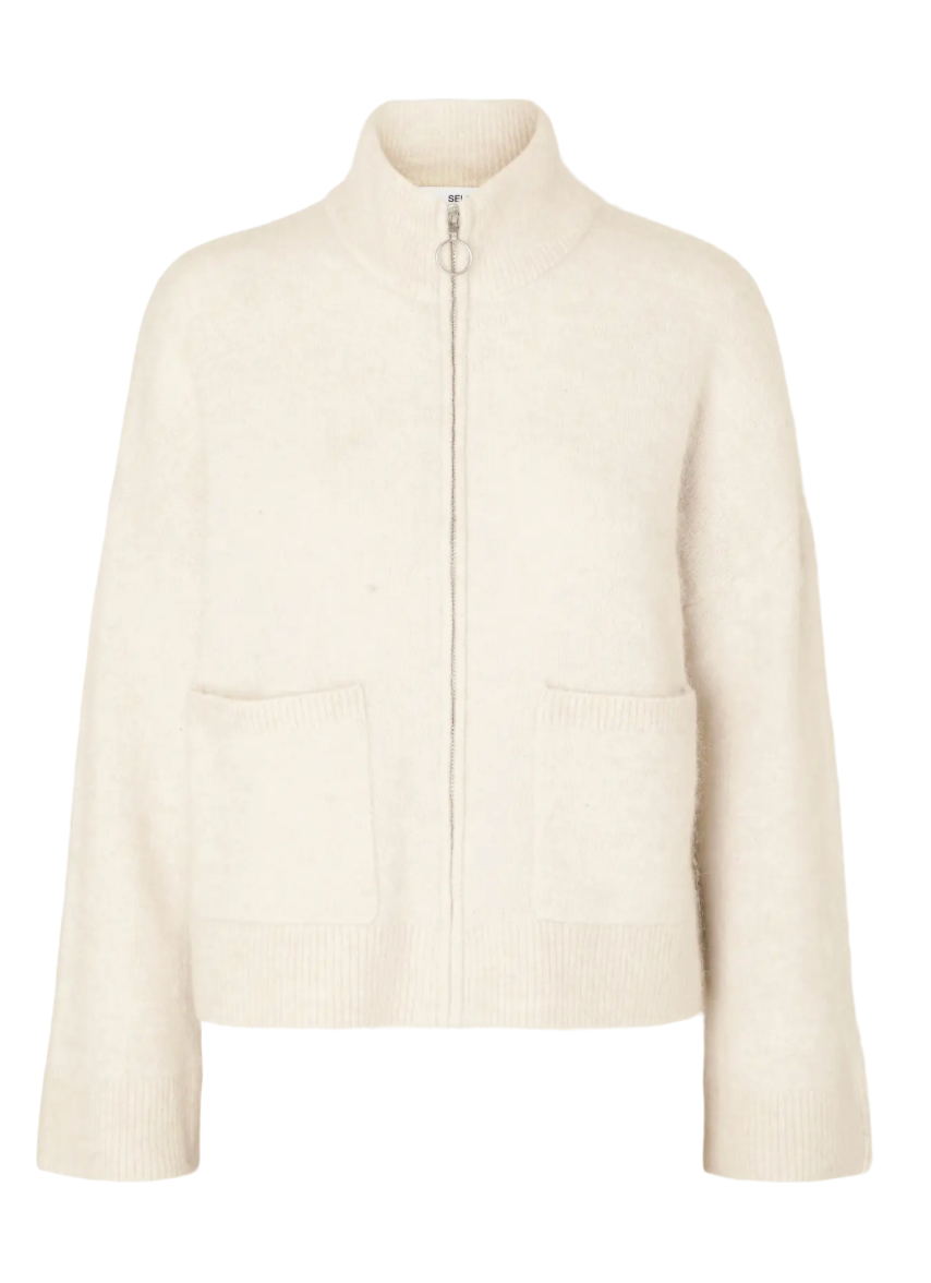 SIA ALPACA ZIP CARDIGAN BIRCH