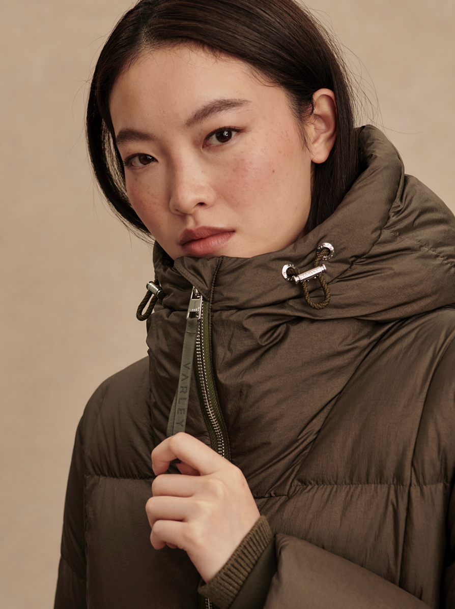 KATYA DOWN PUFFER DARK OLIVE METALLIC