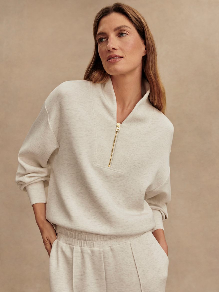 DAVIDSON DOUBLESOFT 1/2 ZIP IVORY MARL