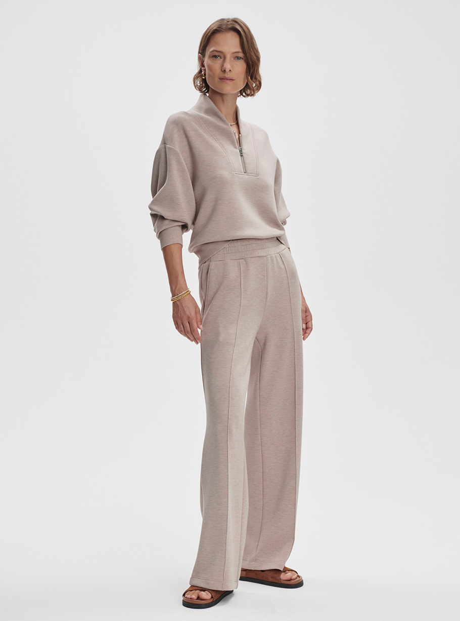THE WIDE LEG PANT 30" TAUPE MARL