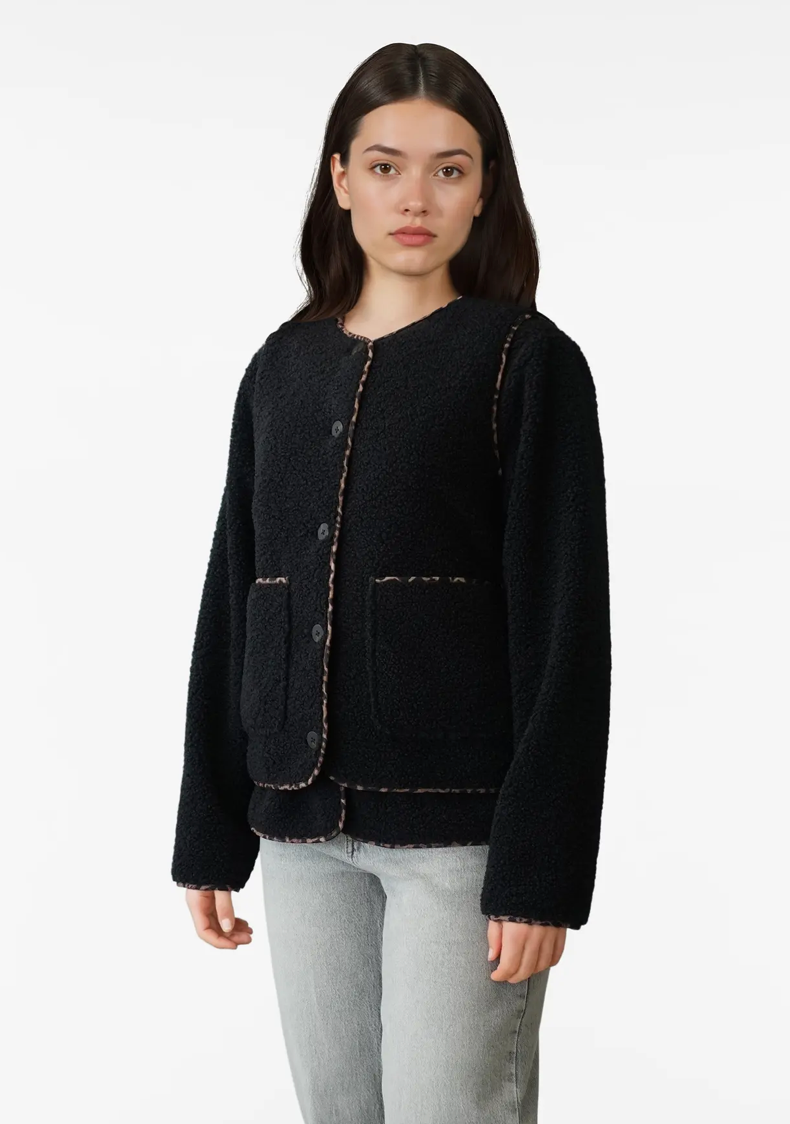 ADA TEDDY PIPING VEST BLACK