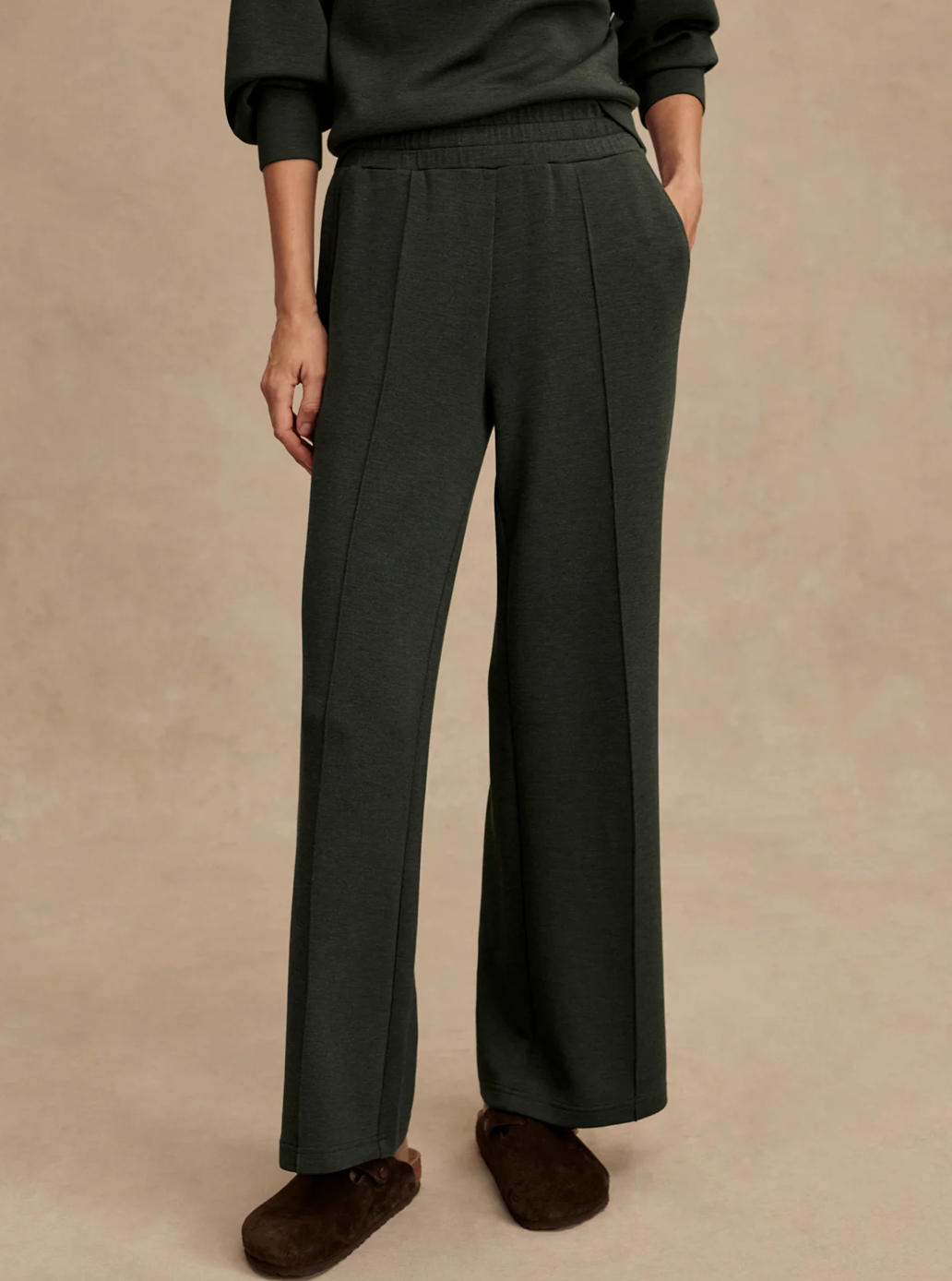 THE WIDE LEG PANT 30" OLIVE MARL