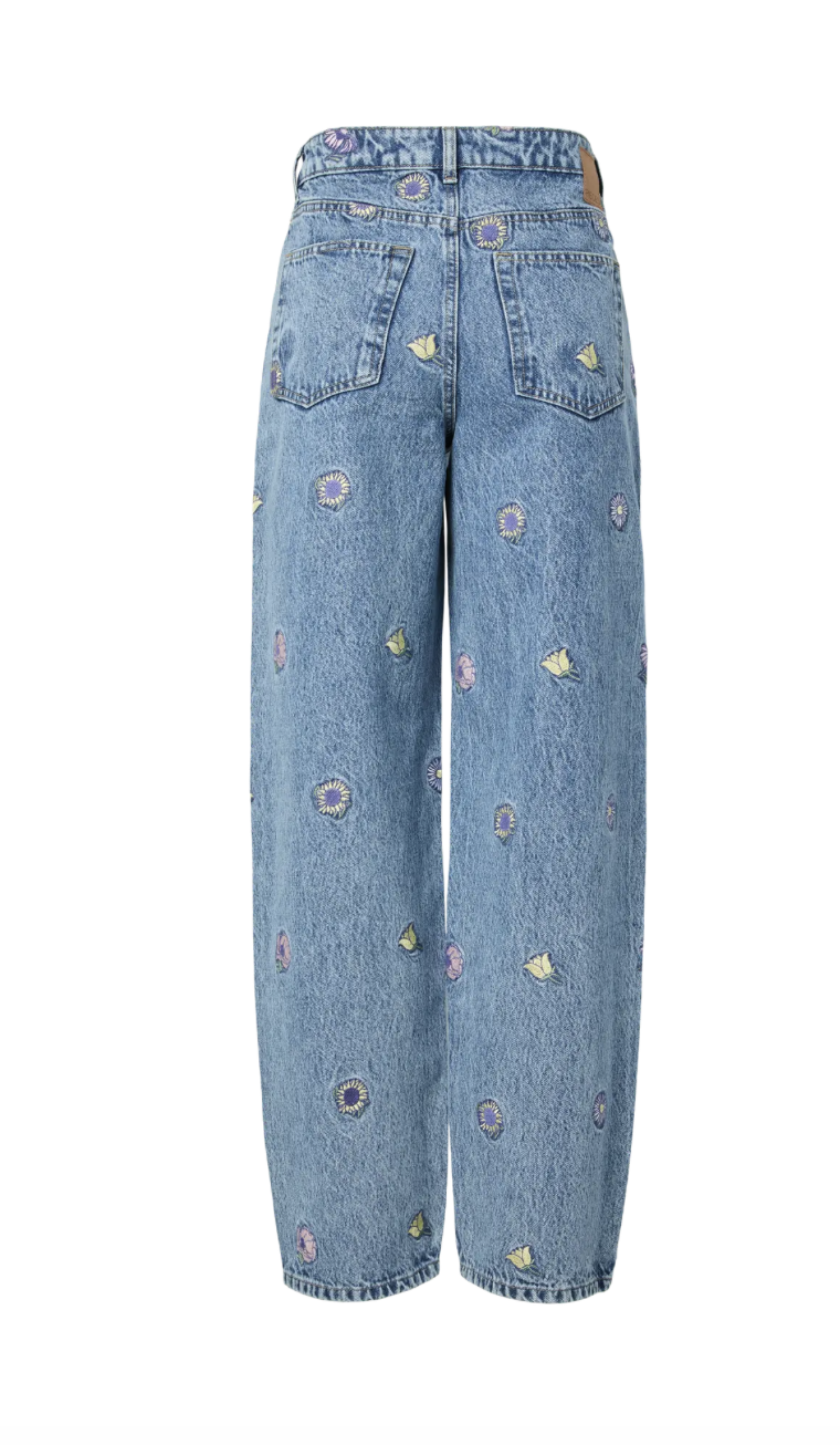 BENNIE MID WAIST FLOWER JEANS