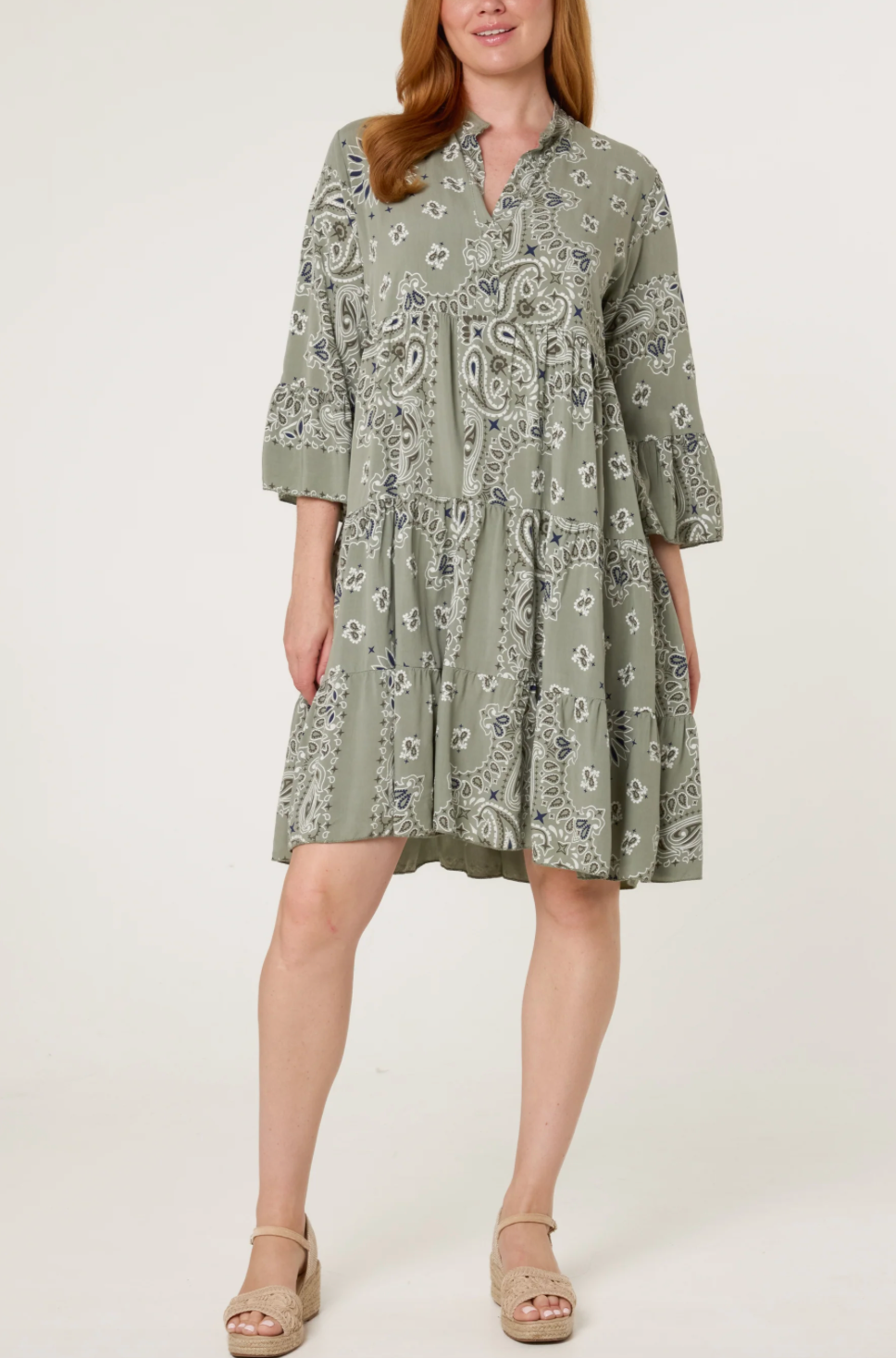 BANDANA SMOCK DRESS KHAKI