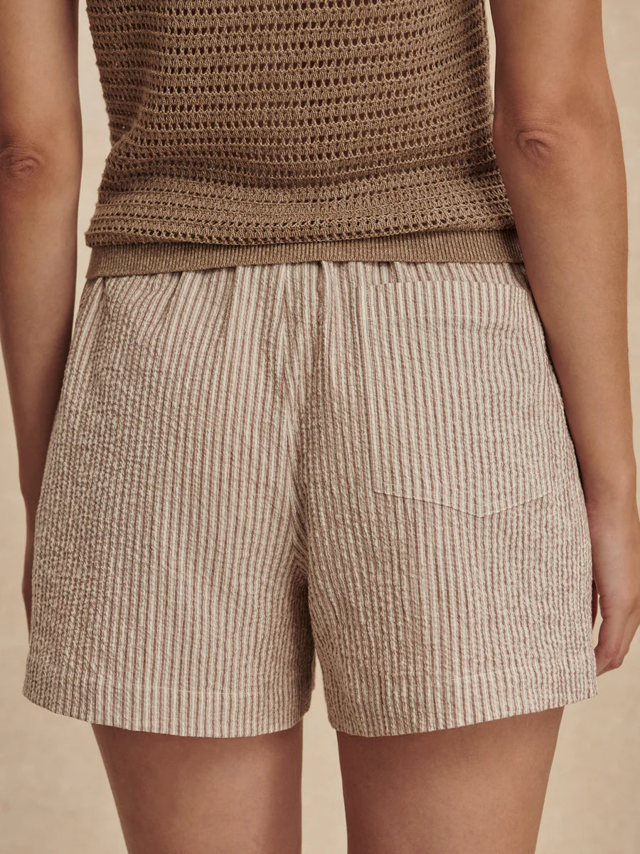 DARINA SHORTS 4" BIRCH TAUPE STRIPE
