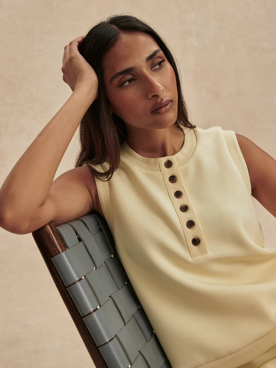MARLA BUTTON PLACKET TANK ANISE FLOWER