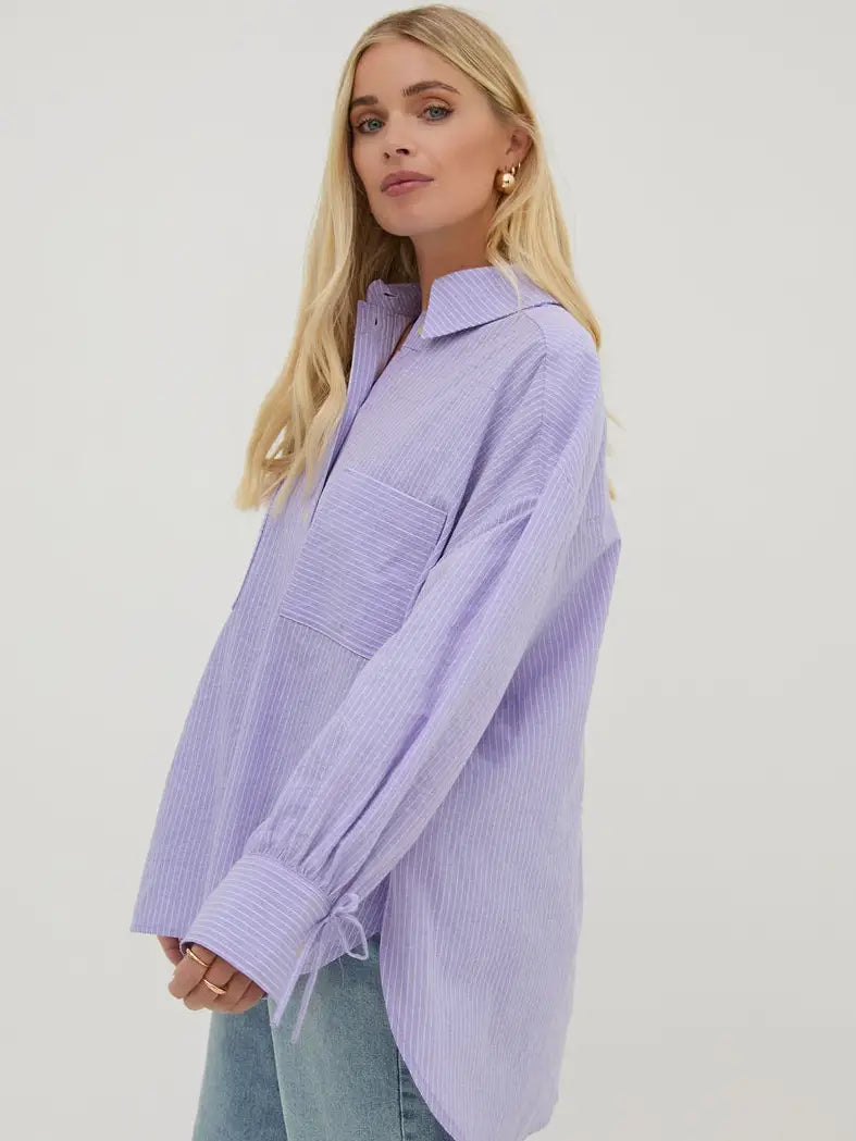 SIENNA BOW SHIRT LILAC