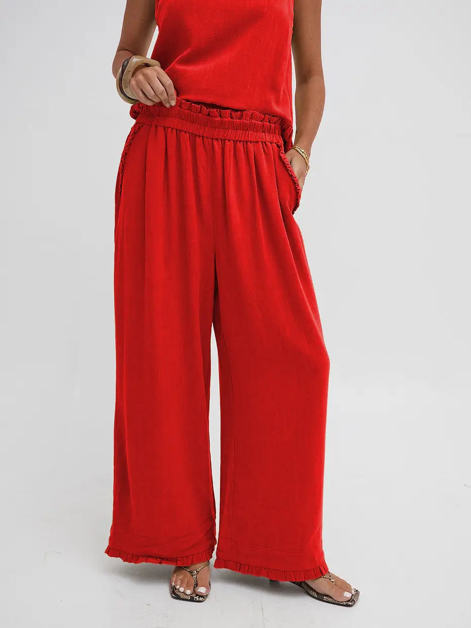 ISLA RUFFLE CULOTTE RED