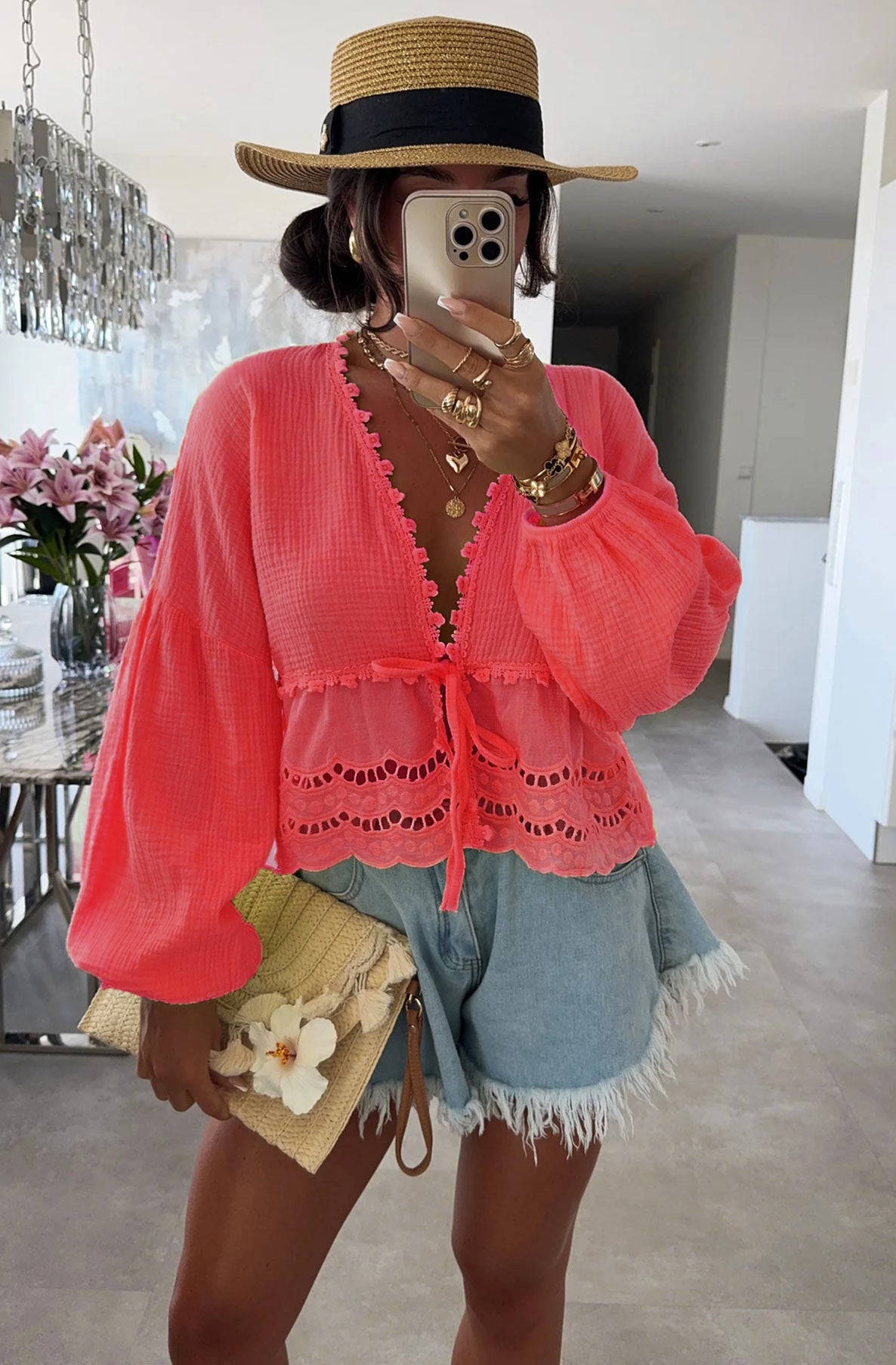 FIFI TIE FRONT CORAL