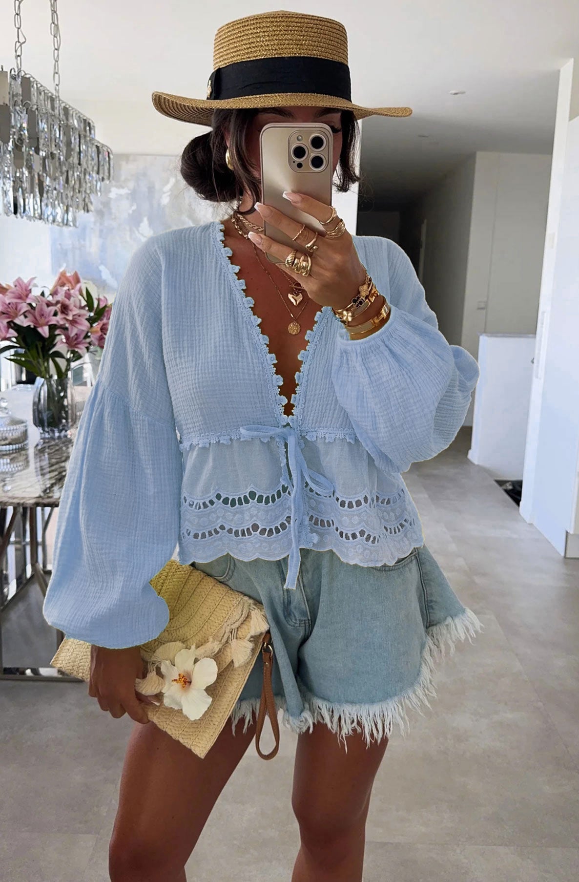 FIFI TIE FRONT SKY BLUE