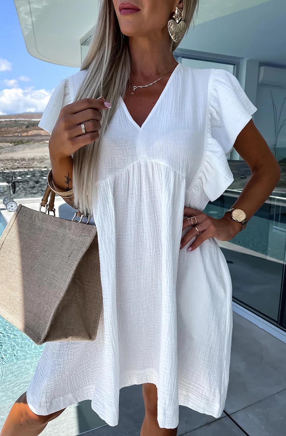 MILLY SMOCK DRESS WHITE