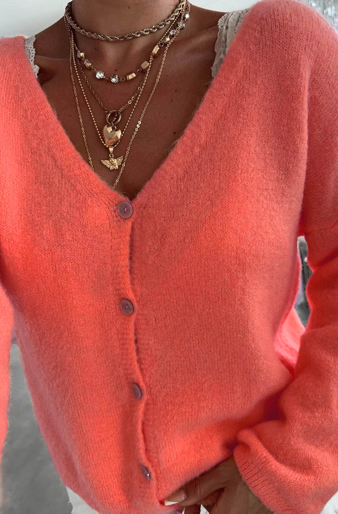 BECKY CARDIGAN CORAL
