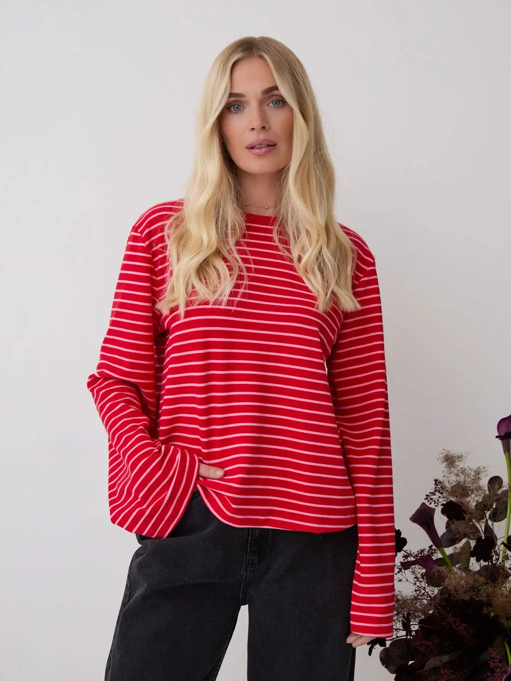 CELINE SUPER SOFT STRIPE LS TOP