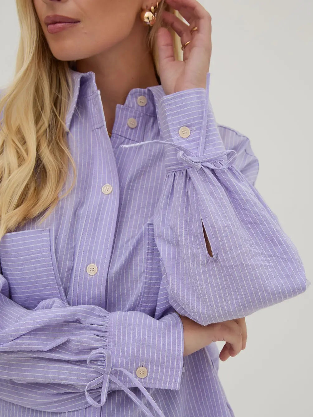 SIENNA BOW SHIRT LILAC