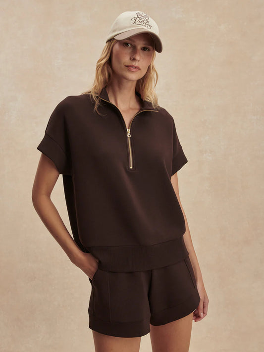 RITCHIE SS ZIP SWEAT COFFEE BEAN