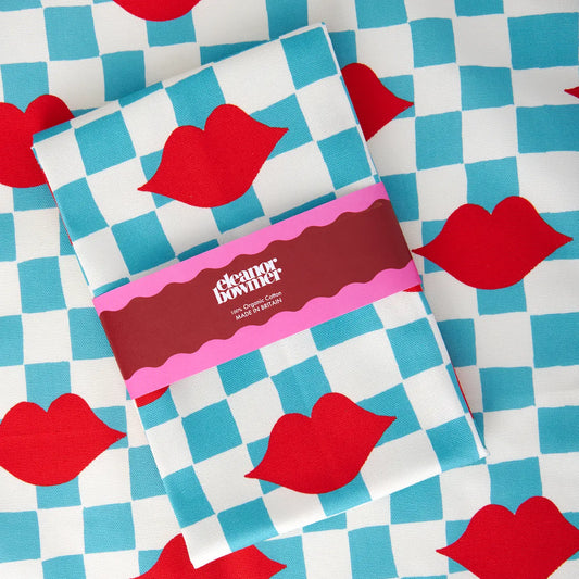 CHECKERBOARD LIPS TEA TOWEL