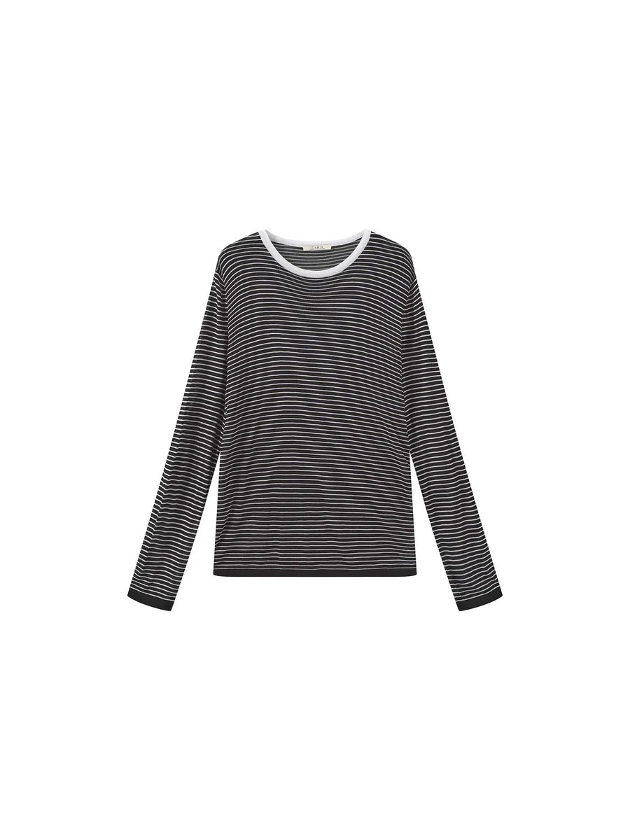 SLOUCHY STRIPEY LS TOP BLACK