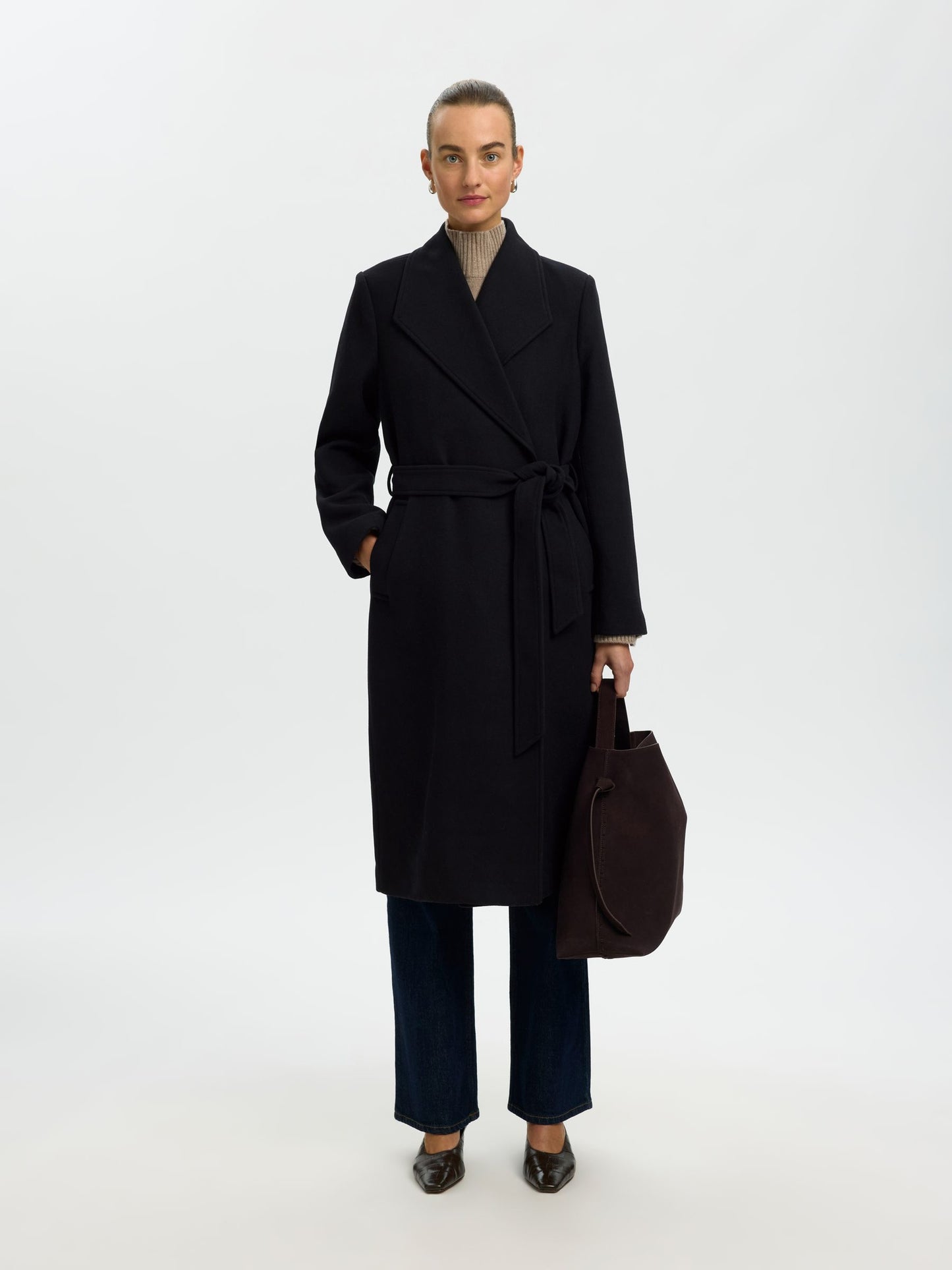 ZIA ROSE WOOL COAT BLACK
