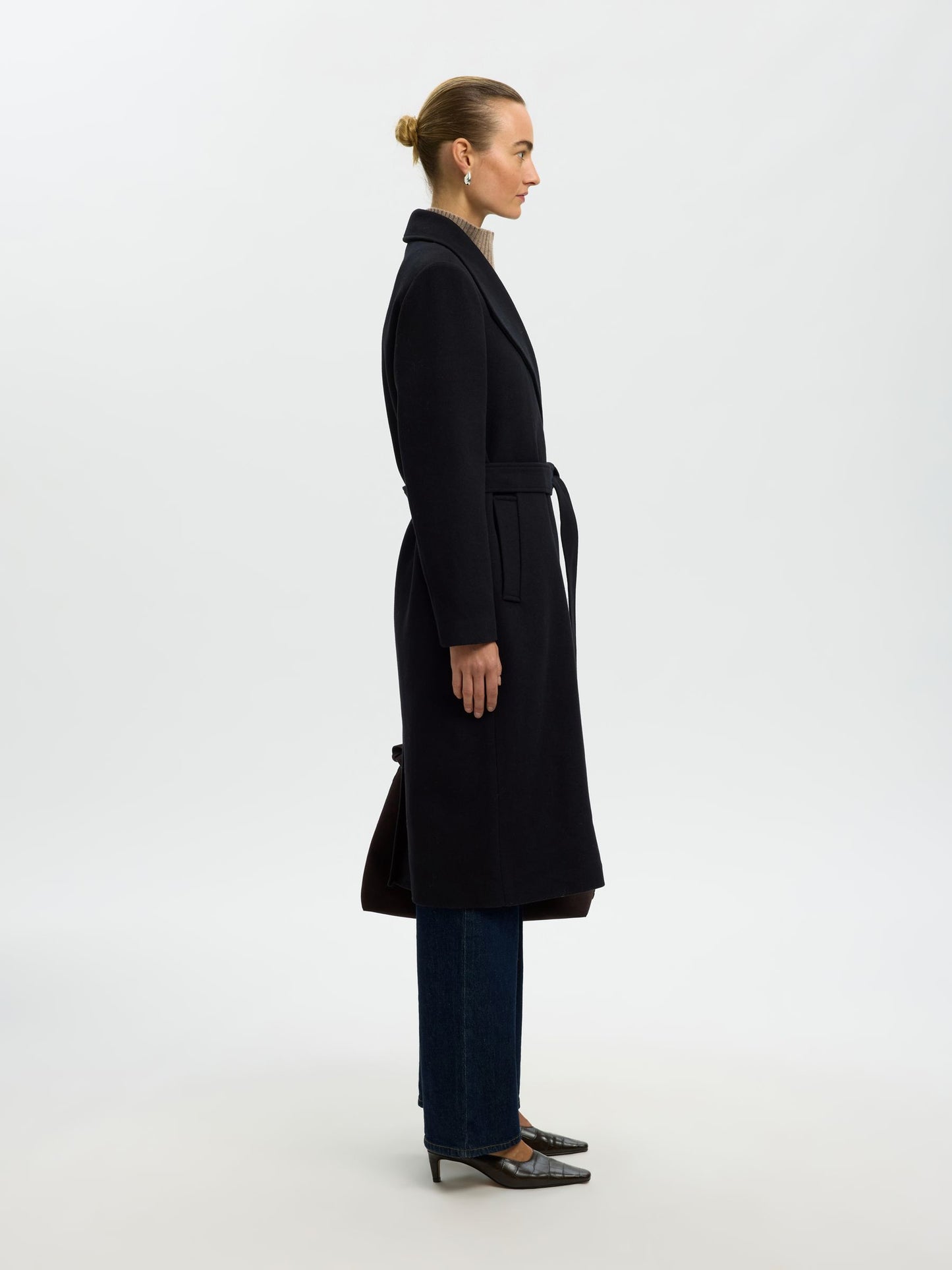 ZIA ROSE WOOL COAT BLACK