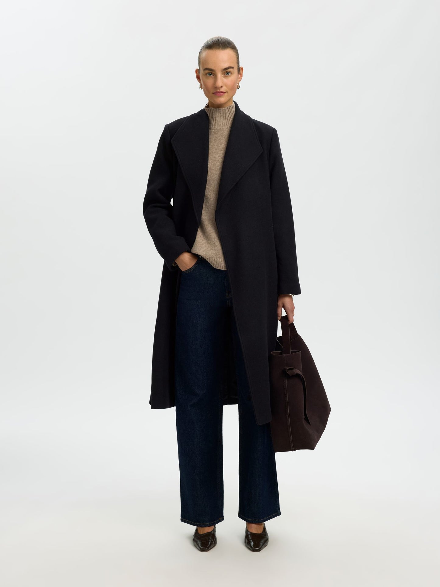 ZIA ROSE WOOL COAT BLACK