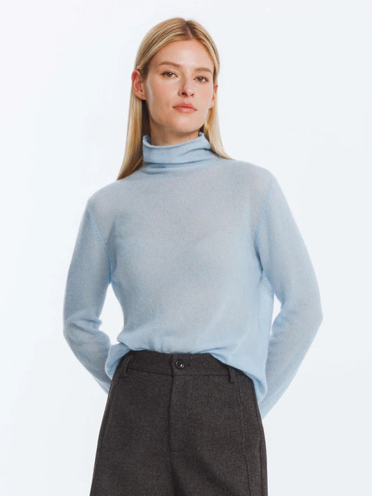 THIN WOOL LS TOP BLUE
