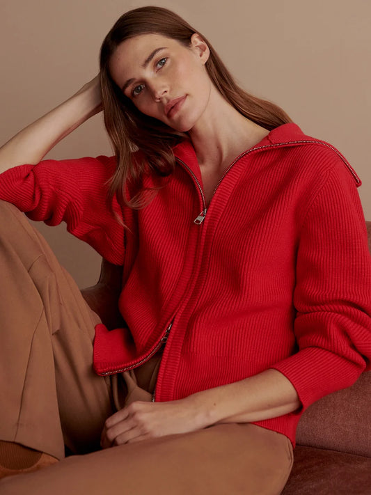 ENRICO ZIP KNIT WASHED RED