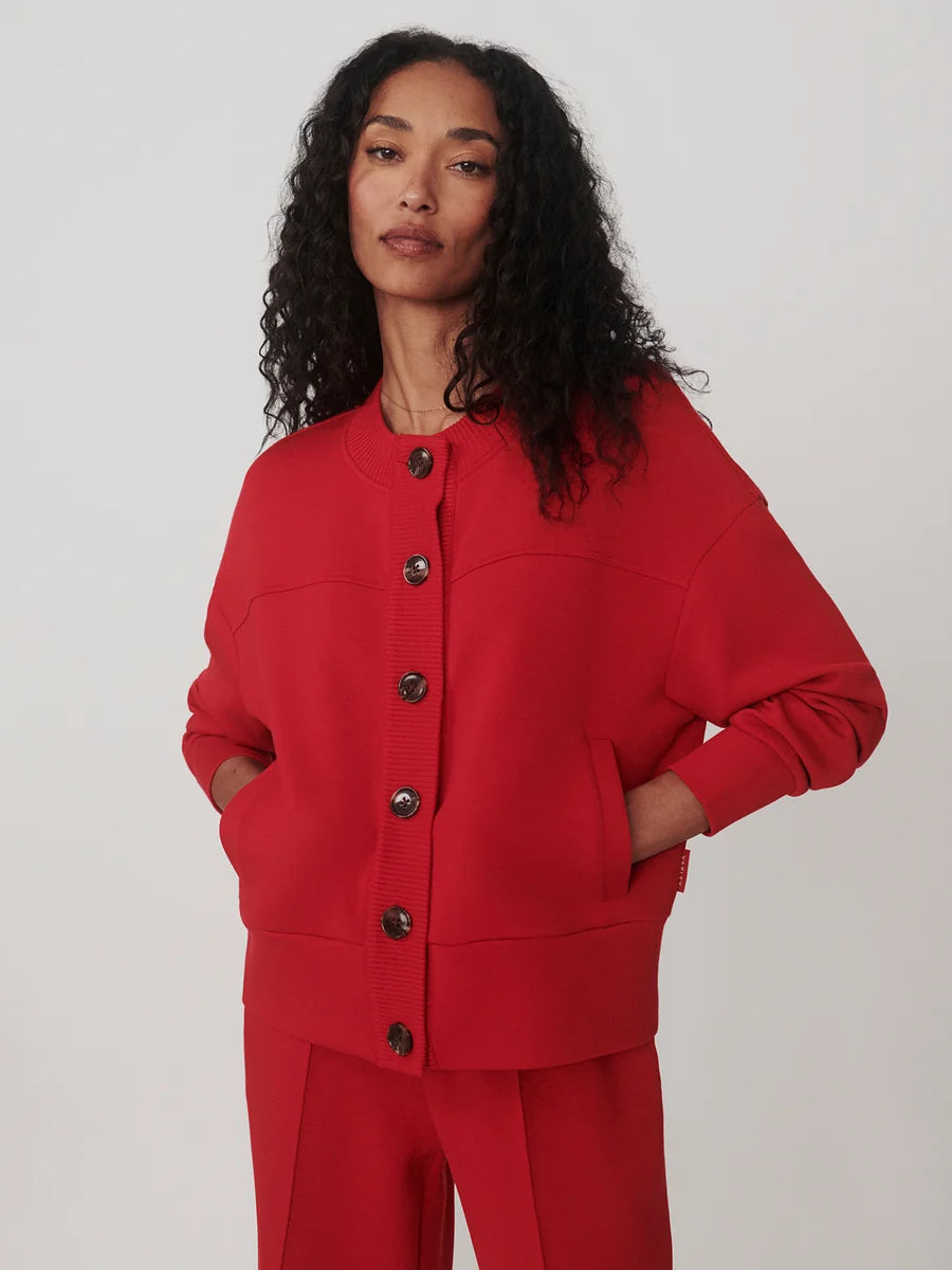 OLWEN BUTTON THROUGH SWEAT RED MARL