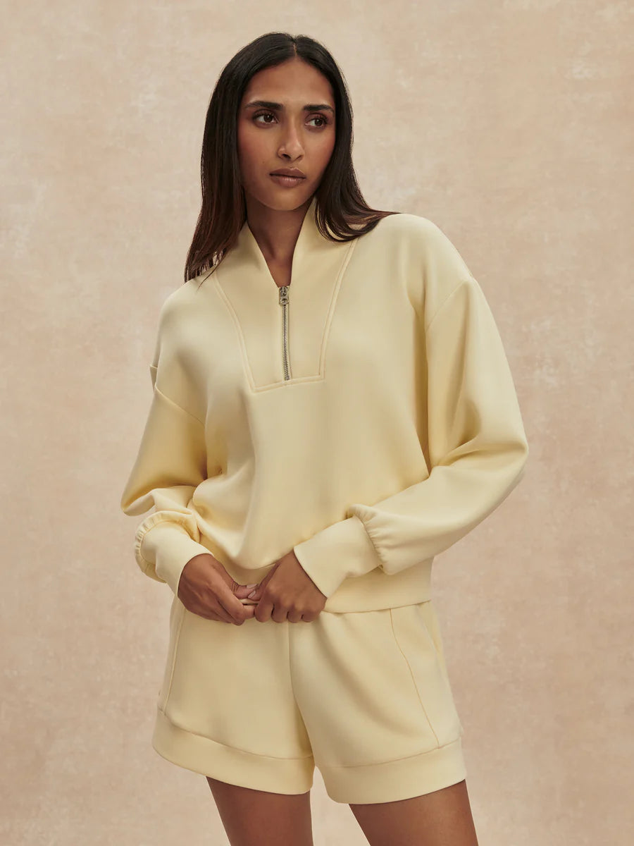 DAVIDSON DOUBLESOFT 1/2 ZIP ANISE FLOWER