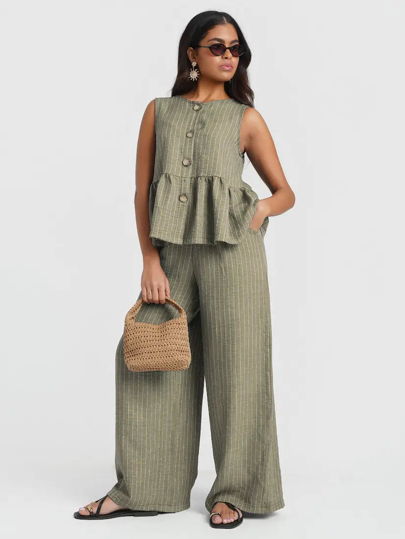 KHAKI STRIPE TROUSERS