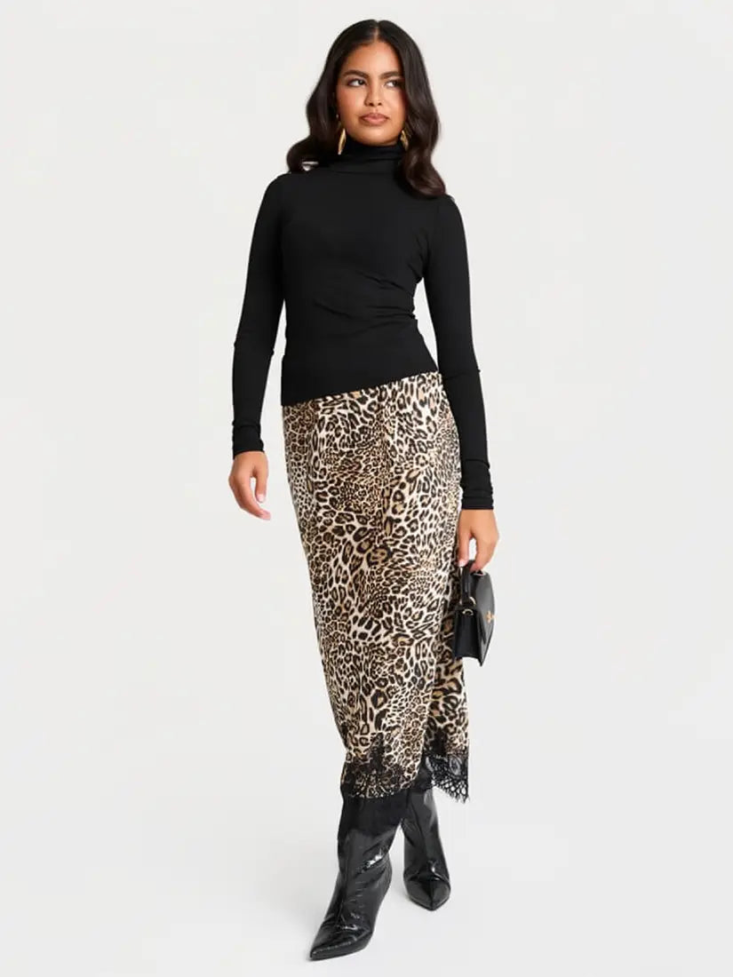 LEOPARD LACE MAXI SKIRT