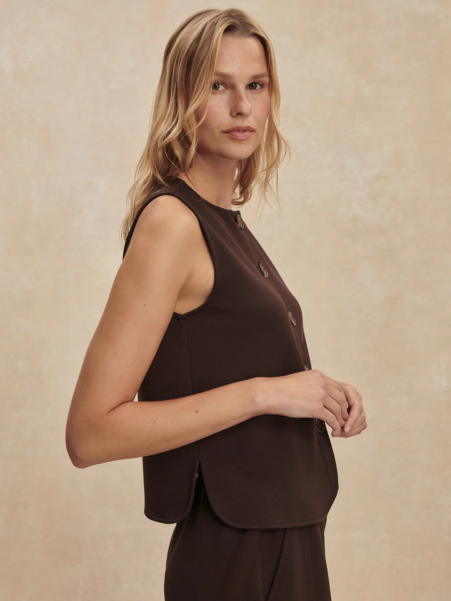 JOSIE BUTTON TANK COFFEE BEAN