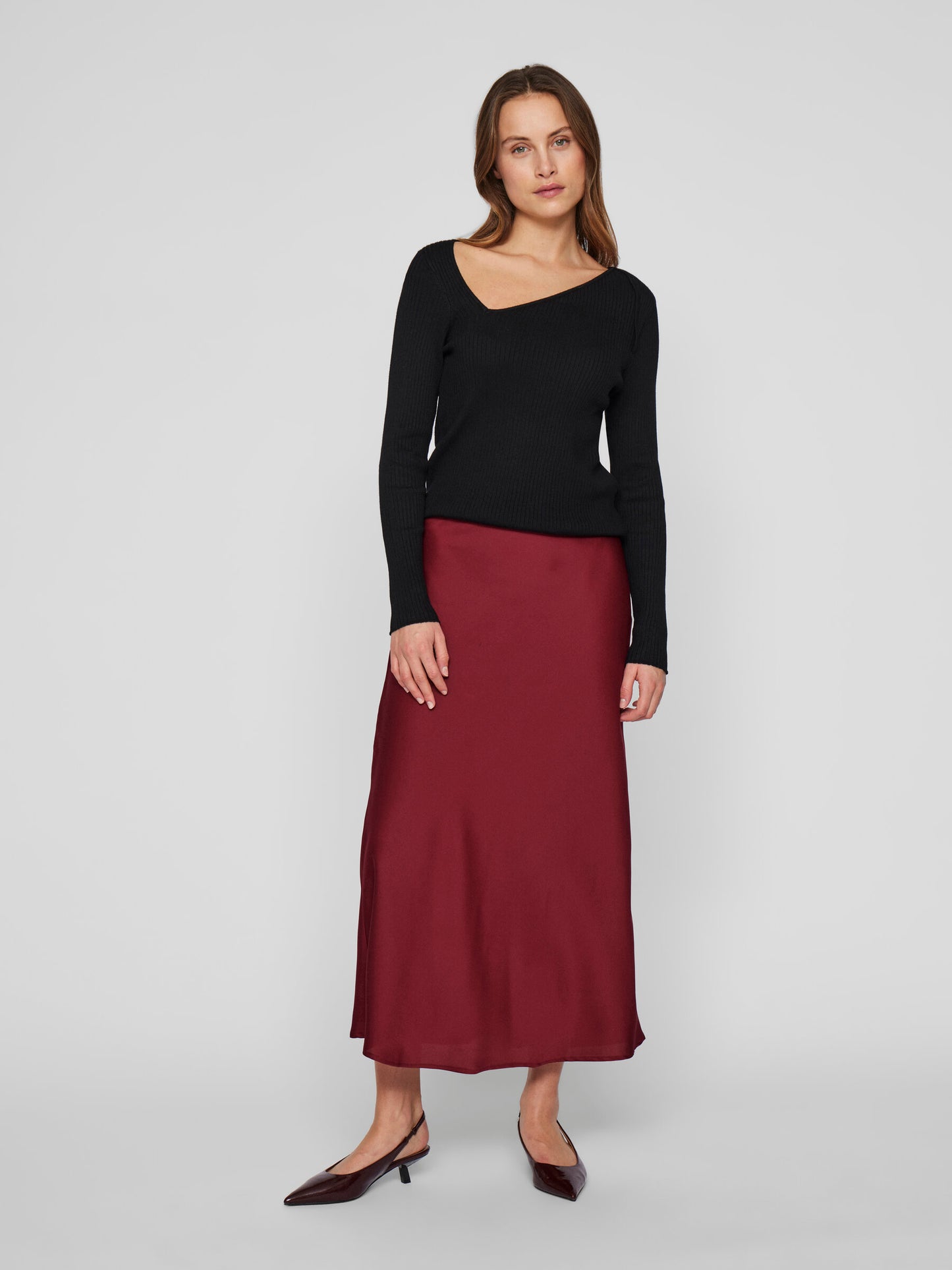 ELLETTE SKIRT CARAMEL CABERNET BERGUNDY