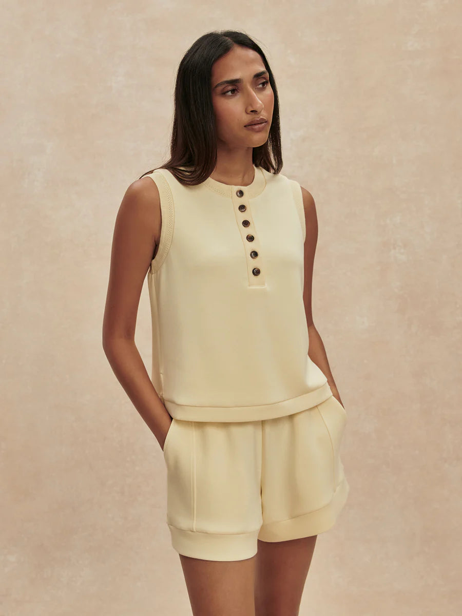 MARLA BUTTON PLACKET TANK ANISE FLOWER